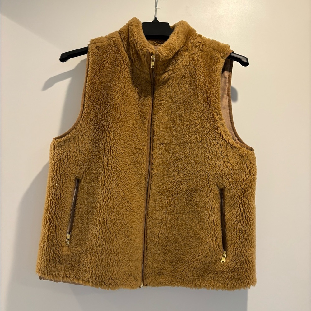 J Crew Cozy Brown Sherpa Vest